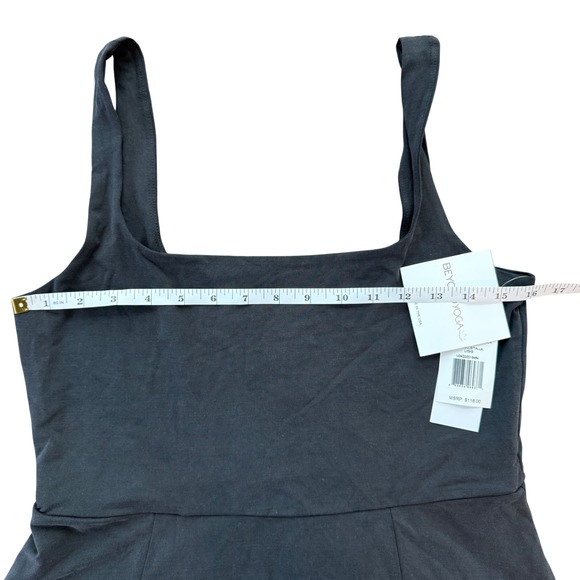 Beyond Yoga Spacedye Black Square Neck Mini Dress DW6253 Large NEW - Picture 2 of 5